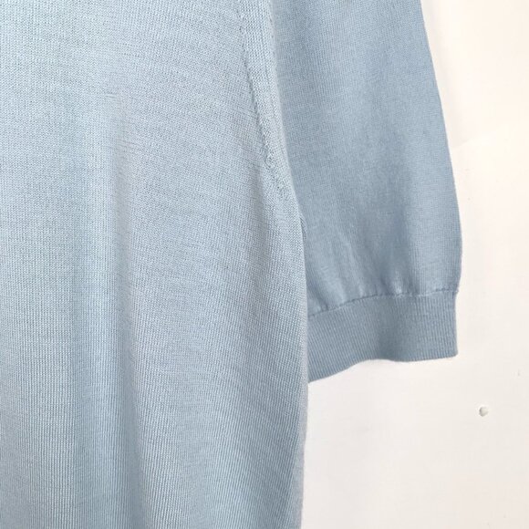 Burberry Light Blue Wool Round Neck Short Sleeve Knit Sweater M - Picture 4 of 7